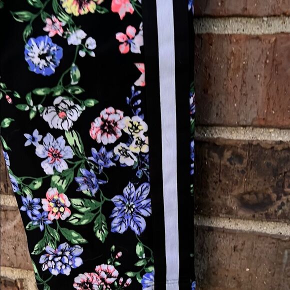 Calvin Klein Floral Mesh Stripe Black Blue Pink Leggings Large - Picture 4 of 10